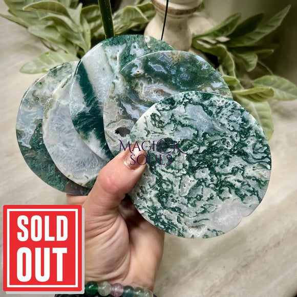Green Moss Agate Plate Coaster Magick Souls