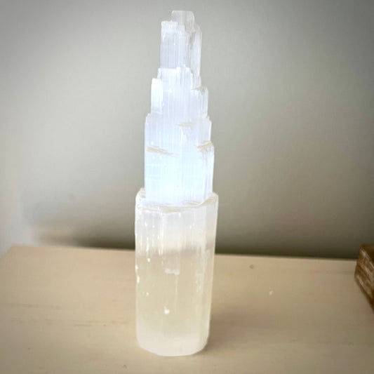 Selenite Skyscraper Tower 8” Magick Souls