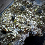 Large Grade AAA Peruvian Pyrite with Galena in Quartz Mineral Specimen Mounted on Display - Magick Souls