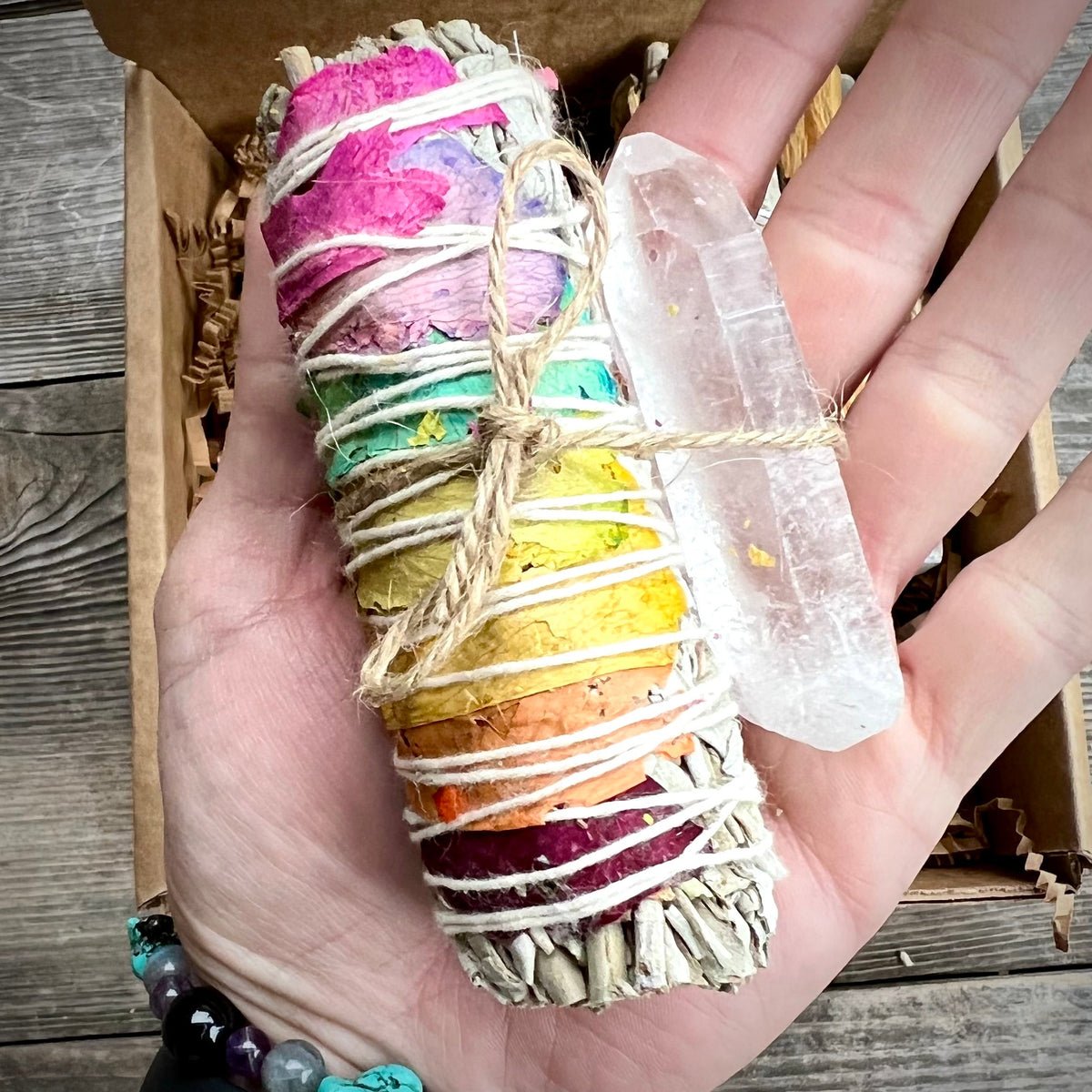 Sage Chakra Cleansing Gift Set. Blue Sage, Lavender, Selenite, Clear Quartz, Palo Santo, Lemon Grass - Magick Souls