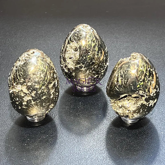 Iron Pyrite Druzy Crystal Egg Polished Gemstone Carvings Decor Supply Home & Living > Home Decor > Home Accents > Rocks
