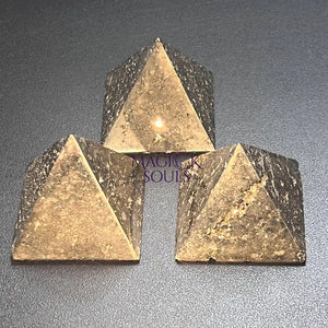 Iron Pyrite Pyramid Crystal Druzy Carving Polished Fools Gold Home & Living > Home Decor > Home Accents > Rocks & Geodes