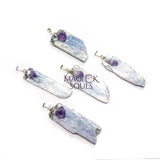 Kyanite Amethyst Crystal Point Pendant (Silver Plated) Gemstone Jewelry Necklace Supply Craft Supplies & Tools > Beads