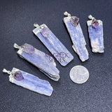 Kyanite Amethyst Crystal Point Pendant (Silver Plated) Gemstone Jewelry Necklace Supply Craft Supplies & Tools > Beads