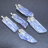 Kyanite and Quartz Crystal Pendant (Silver Plated) Blue Gemstone Jewelry Necklace Supply Craft Supplies & Tools > Beads