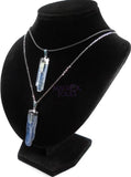 Kyanite and Quartz Crystal Pendant (Silver Plated) Blue Gemstone Jewelry Necklace Supply Craft Supplies & Tools > Beads