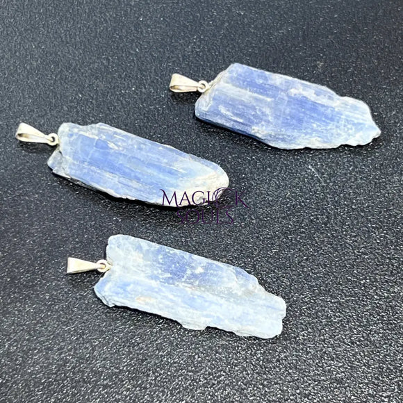 Kyanite Crystal Point Pendant (Silver Plated Bail) Gemstone Jewelry Necklace Supply Craft Supplies & Tools > Beads Gems