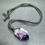 Large Dark Amethyst Crystal Raw Point Necklace (24 Inch Black Cord) Gemstone Jewelry Pendant Jewelry > Necklaces >
