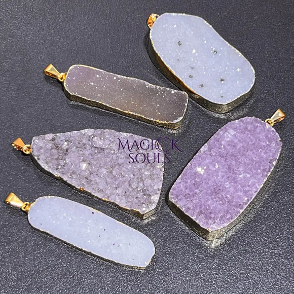 Large Druzy Crystal Statement Pendants (Gold Plated) Wholesale Craft Supplies & Tools > Beads Gems & Cabochons > Charms