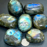 Large Flashy Labradorite Palm Stones Tumbled Carvings (By The Piece or Pound) Wholesale Home & Living > Home Decor >