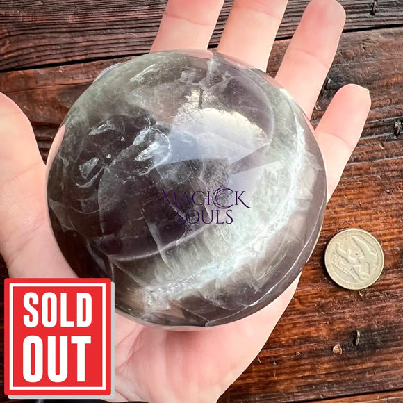 Large Natural Fluorite Sphere 75mm UV Reactive Magick Souls