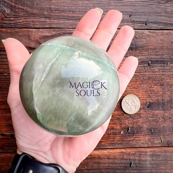 Large Natural Fluorite Sphere 75mm UV Reactive - Magick Souls