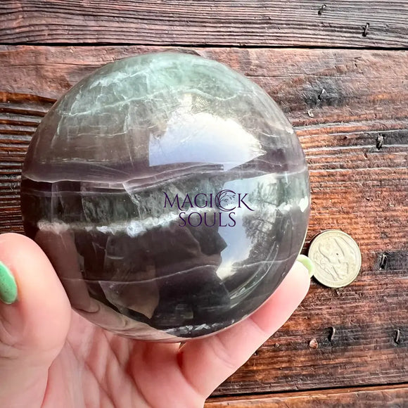 Large Natural Fluorite Sphere 80mm UV Reactive - Magick Souls