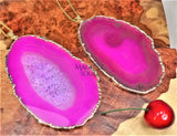 Large Pink Agate Slice Crystal Pendant (Gold Plated) Wholesale Craft Supplies & Tools > Beads Gems & Cabochons > Charms