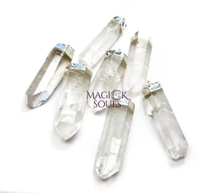 Large Quartz Crystal Point Pendant (Silver Plated) Wholesale Craft Supplies & Tools > Beads Gems & Cabochons > Charms &