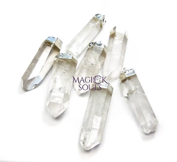 Large Quartz Crystal Point Pendant (Silver Plated) Wholesale Craft Supplies & Tools > Beads Gems & Cabochons > Charms &