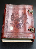 Large Red Dragon Embossed Leather Bound 300 Page Sketchbook Notebook With Clasps Carving Wholesale Decor Books Movies &