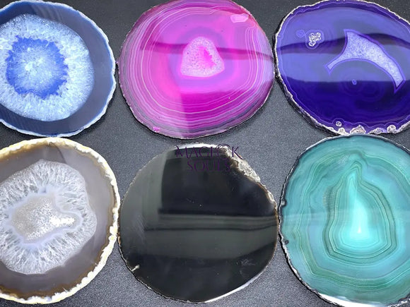 Large Round Circular Agate Slices (2 Pounds)(5 5.5 Inches)(Size #5) Two LBs Wholesale Pink Blue Teal Pink Purple Mixed