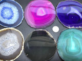 Large Round Circular Agate Slices (2 Pounds)(5 5.5 Inches)(Size #5) Two LBs Wholesale Pink Blue Teal Pink Purple Mixed