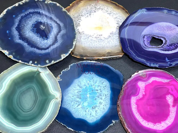 Large Round Circular Agate Slices (4 Pounds)(5.5 6.5 Inches)(Size #6) Four LBs Wholesale Pink Blue Teal Pink Purple