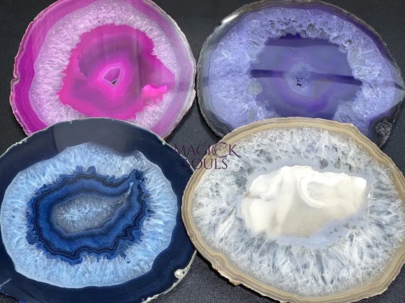 Large Round Circular Agate Slices (4 Pounds)(6.5 7.5 Inches)(Size #7) Four LBs Wholesale Pink Blue Teal Pink Purple