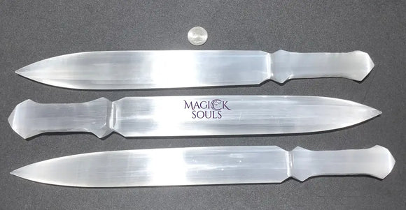 Large Selenite Crystal Decorative Sword Carving (15 Inch Avg) Home & Living > Spirituality & Religion > Reiki & Chakras