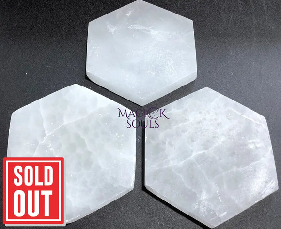 Large Selenite Crystal Hexagon Plate Carving (5 6 Inches) Home & Living > Spirituality & Religion > Reiki & Chakras