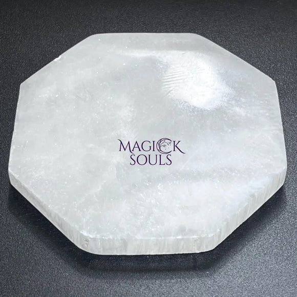 Large Selenite Crystal Octagon Plate (5 Inches) Gemstone Decor Carving Supply Home & Living > Spirituality & Religion >