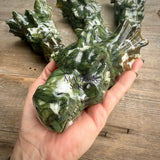 Large Serpentine Jade Dragon Head Crystal Carving