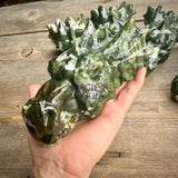 Large Serpentine Jade Dragon Head Crystal Carving