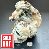 Large Skull and Dragon Carving Red Moss Agate Select Wholesale Art & Collectibles > Sculpture > Art Objects