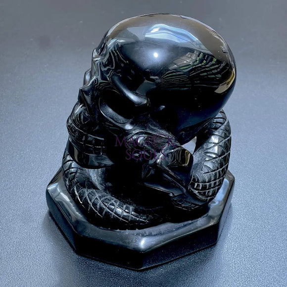 Large Skull and Snake Obsidian Carving Select Wholesale Art & Collectibles > Sculpture > Art Objects