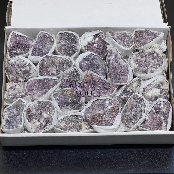 Lilac Lepidolite Crystals (Avg 3 LBs) Box Flat Bulk Wholesale Lot Rough Raw Stones Natural Gemstones Home & Living >