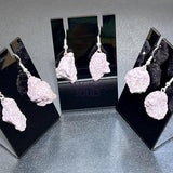 Lilac Lepidolite Raw Crystal Earrings Pair (Stainless Steel Silver Hooks) Rough Gemstone Jewelry Jewelry > Earrings >