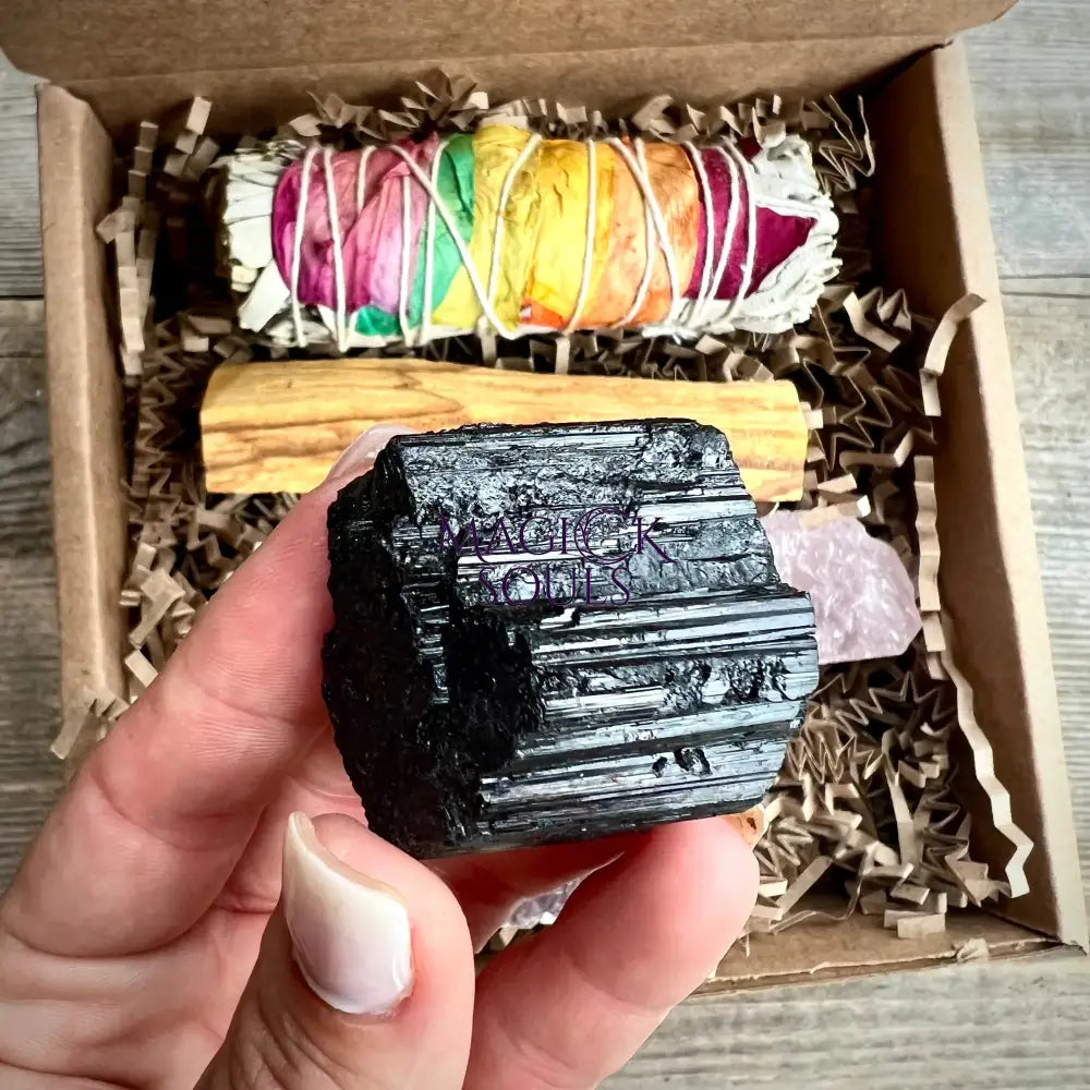 Meditation Healing Crystal Gift Set - 7 Pc. Real Crystals and Sage and Palo Santo Healing Essentials - Magick Souls