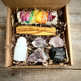 Meditation Healing Crystal Gift Set - 7 Pc. Real Crystals and Sage and Palo Santo Healing Essentials - Magick Souls