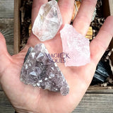 Meditation Healing Crystal Gift Set - 7 Pc. Real Crystals and Sage and Palo Santo Healing Essentials - Magick Souls