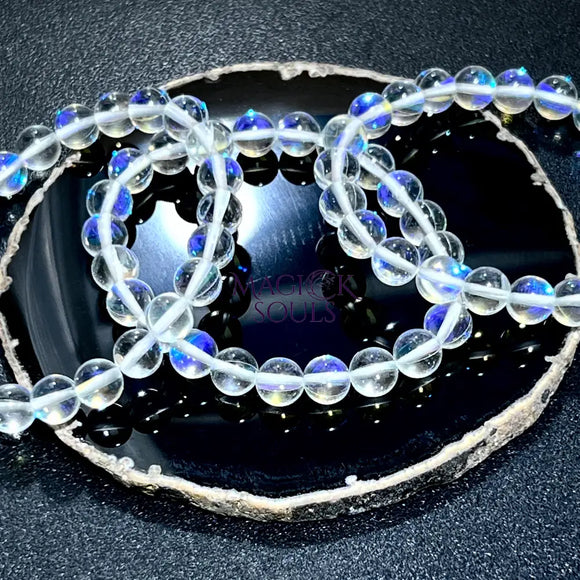 Mermaid Ocean Glowing Glass Stretch Bracelet (8mm Beads) Jewelry Supply Jewelry > Bracelets > Beaded Bracelets