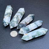 Moss Agate Crystal Double Terminated Point Gemstone Wand Carving Home Decor Supply Home & Living > Home Decor > Home