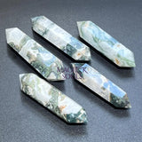 Moss Agate Crystal Double Terminated Point Gemstone Wand Carving Home Decor Supply Home & Living > Home Decor > Home