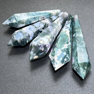 Moss Agate Crystal Point Scepter Wand Large (4.5 Inch Avg) Gemstone Decor Carving Wholesale Home & Living > Home Decor
