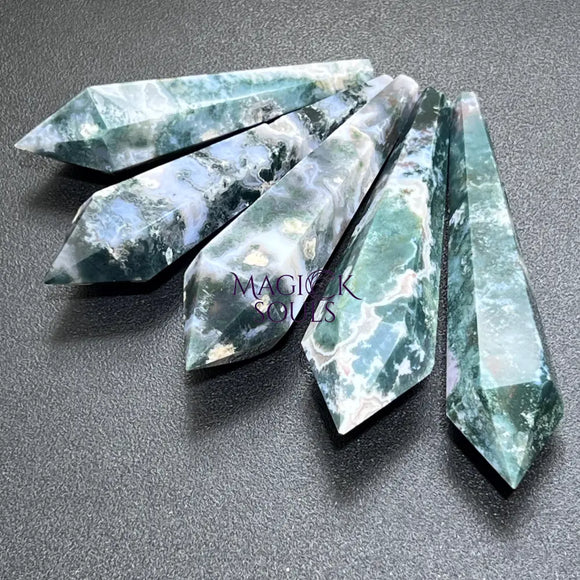 Moss Agate Crystal Point Scepter Wand Large (4.5 Inch Avg) Gemstone Decor Carving Wholesale Home & Living > Home Decor