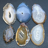 Natural Gray Brown Drilled Agate Slice (2mm Hole)(Non Plated Edges) Gemstone Decor Craft Supplies Craft Supplies &