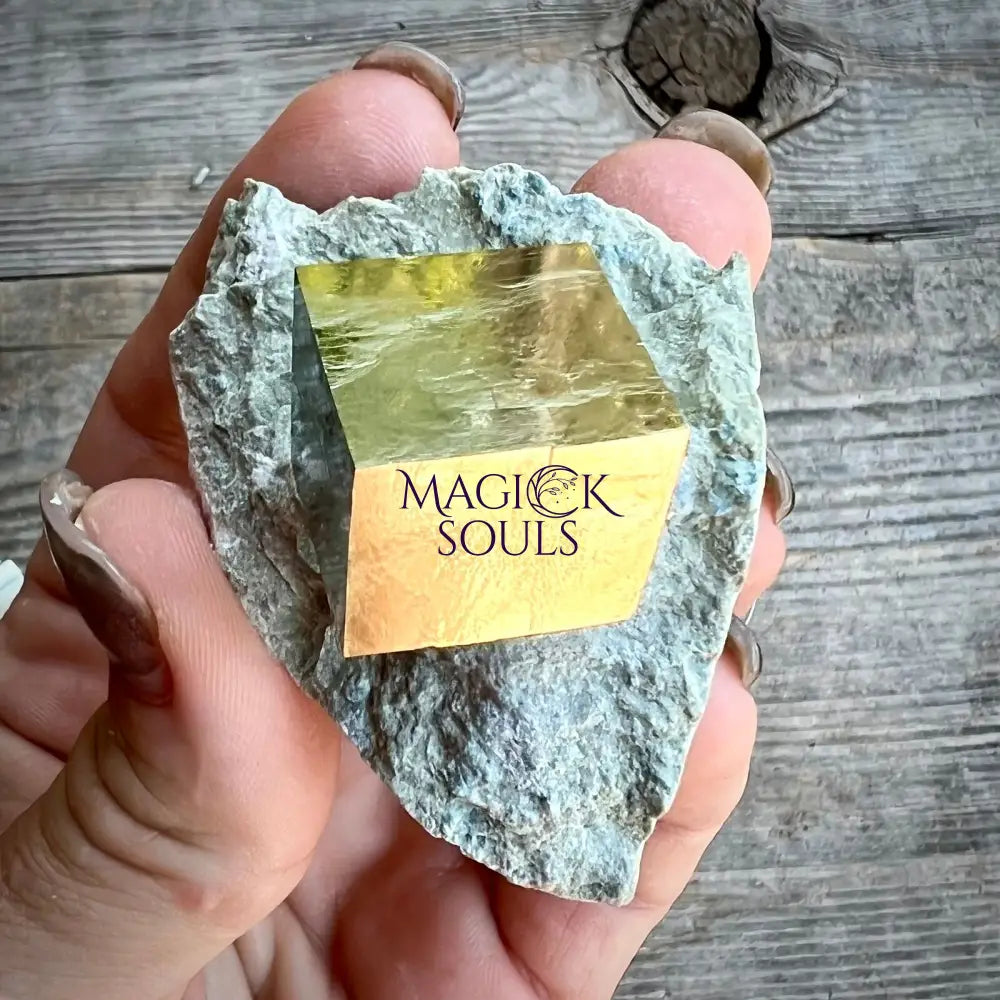 Natural Pyrite Cube in Matrix - Magick Souls