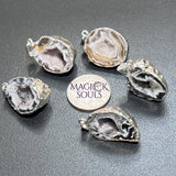Oco Geode Druzy Crystal Pendant (Full Silver Plated Back) Gemstone Jewelry Necklace Supply Jewelry > Necklaces >