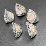 Oco Geode Druzy Crystal Pendant (Full Silver Plated Back) Gemstone Jewelry Necklace Supply Jewelry > Necklaces >