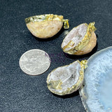 Oco Geode Druzy Crystal Pendant with Quartz Point (Gold Plated) Gemstone Jewelry Necklace Supply Craft Supplies & Tools