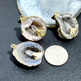 Oco Geode Druzy Crystal Pendant with Quartz Point (Gold Plated) Gemstone Jewelry Necklace Supply Craft Supplies & Tools