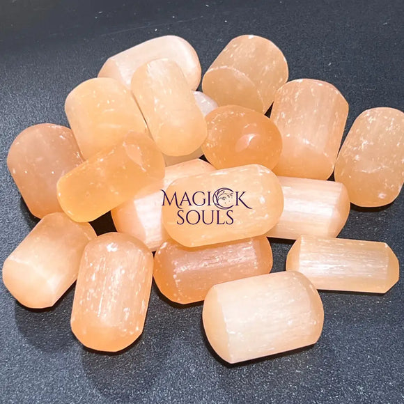 Orange Red Selenite Crystal Tumbled Stones (By The Piece Or Pound) Wholesale Home & Living > Home Decor > Home Accents