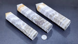 Orange White Banded Calcite Extra Large Standing Crystal Point Tower Obelisk (6 8 Inches) Gemstone Decor Carving Home &